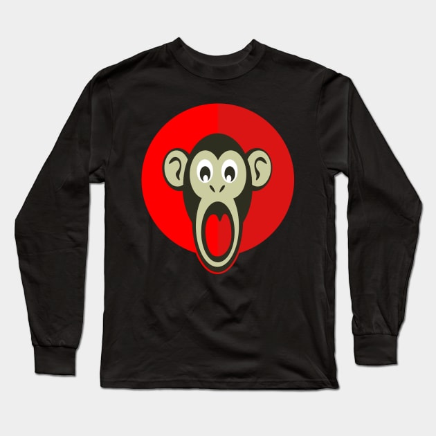 Screaming Shock the Monkey Art Design Long Sleeve T-Shirt by Webdango